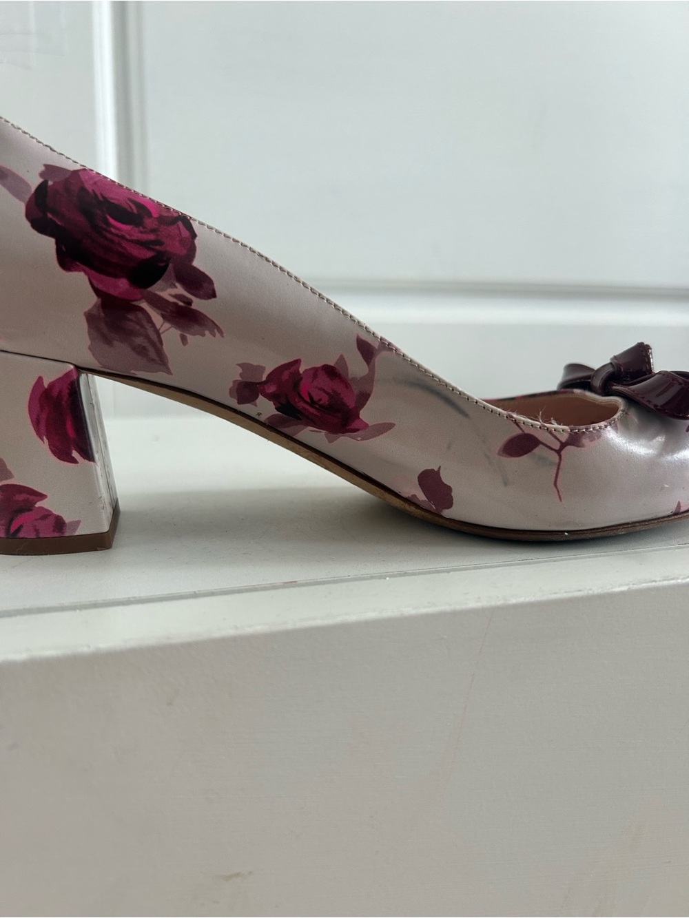Kate Spade Floral Bow Block Heel Pumps Made in Italy Size 6.5 - Picture 9 of 10